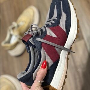 FIGS New Balance Gray and Blue Athletic Shoes with Cushioned Midsole